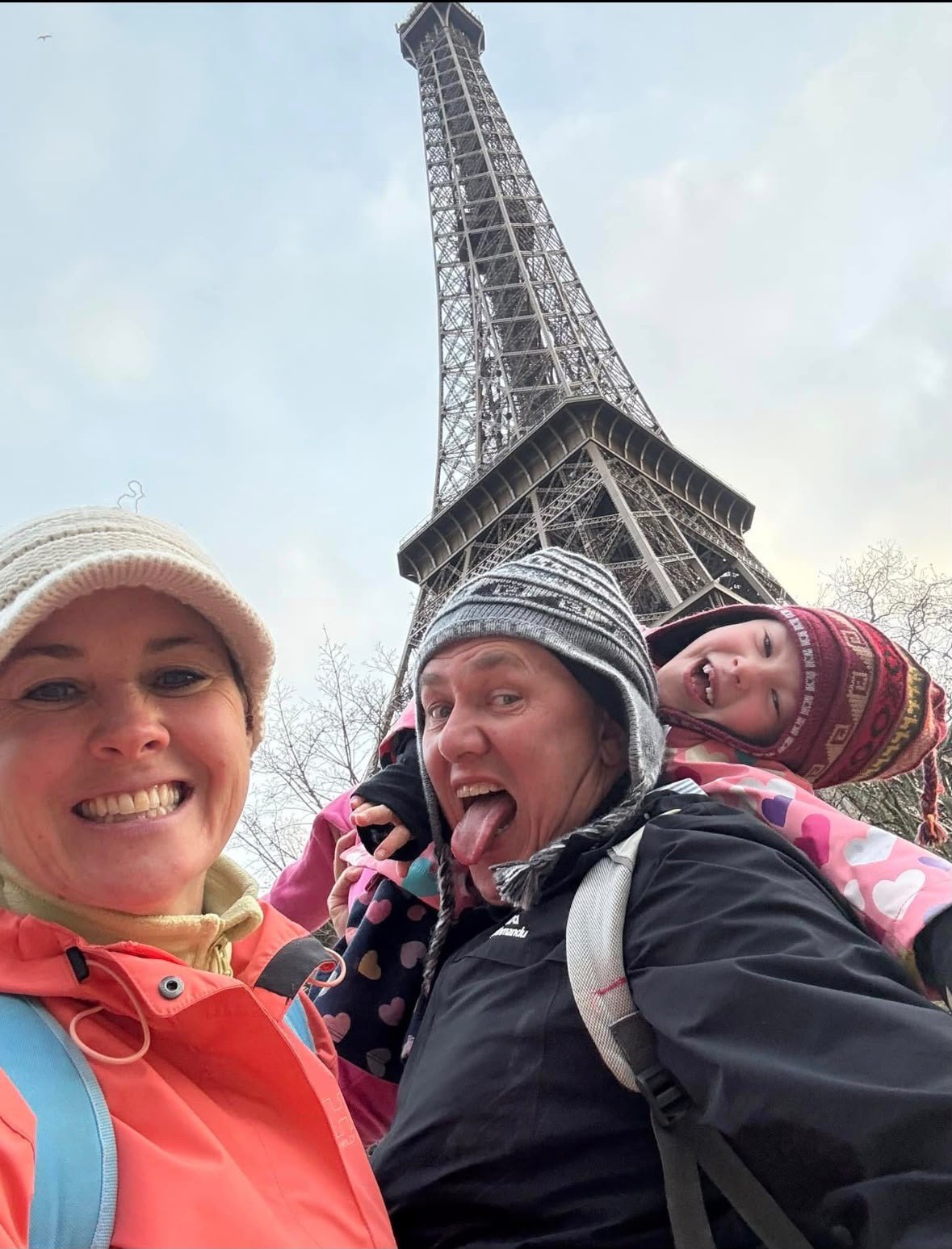 Anne-Marie travelling with friends near the Eiffel Tower